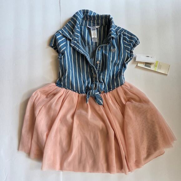 Guess Short Sleeve Denim Tulle Dress Size 4T - Picture 1 of 10